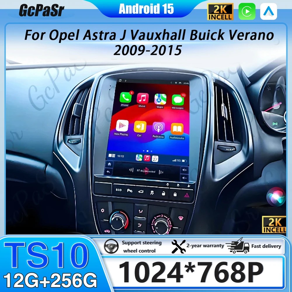 Central Multimídia Android 16 para Opel Astra J Vauxhall Buick Verano 2009-2015 com GPS Automotivo e Rádio Estéreo