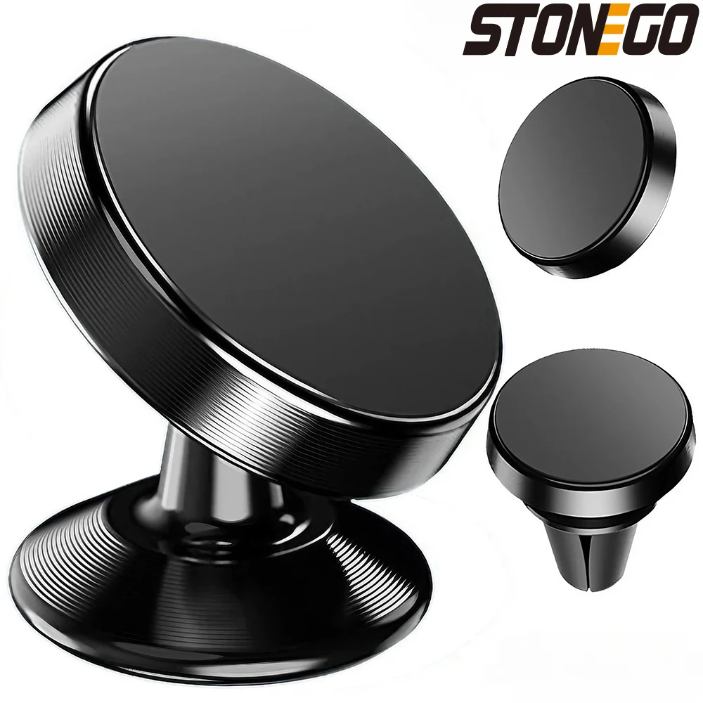 Magnetic Car Phone Holder - 3 Styles: Flat, Vent, and Stand - Secure and Easy Phone Access While Driving