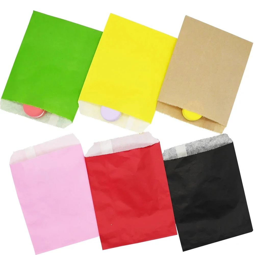 Sacs en papier Kraft de couleur unie, 5 à 30 pièces, emballage cadeau pour bonbons et biscuits, sacs de marchandises au four, sacs de cadeaux pour cadeaux 13x18cm