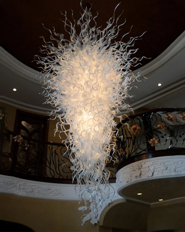 

Большая люстра из дутого стекла, классическое белое светодиодное освещение, светильник для дома и отеля