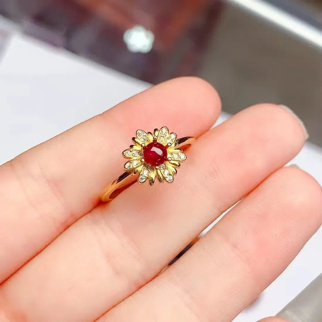 

KJEAXCMY Fine Jewelry Natural Myanmar Newly Burned Ruby Women's Ring S925 Sterling Silver Electroplated 18K gold platinum Gift