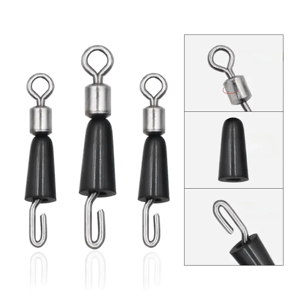 Accessoires de pêche à la carpe, 20 pièces, émerillons à changement rapide, Rotation à grande vitesse, flexibilité, pivotant à pression pour plate-forme à cheveux, connecteur de matériel