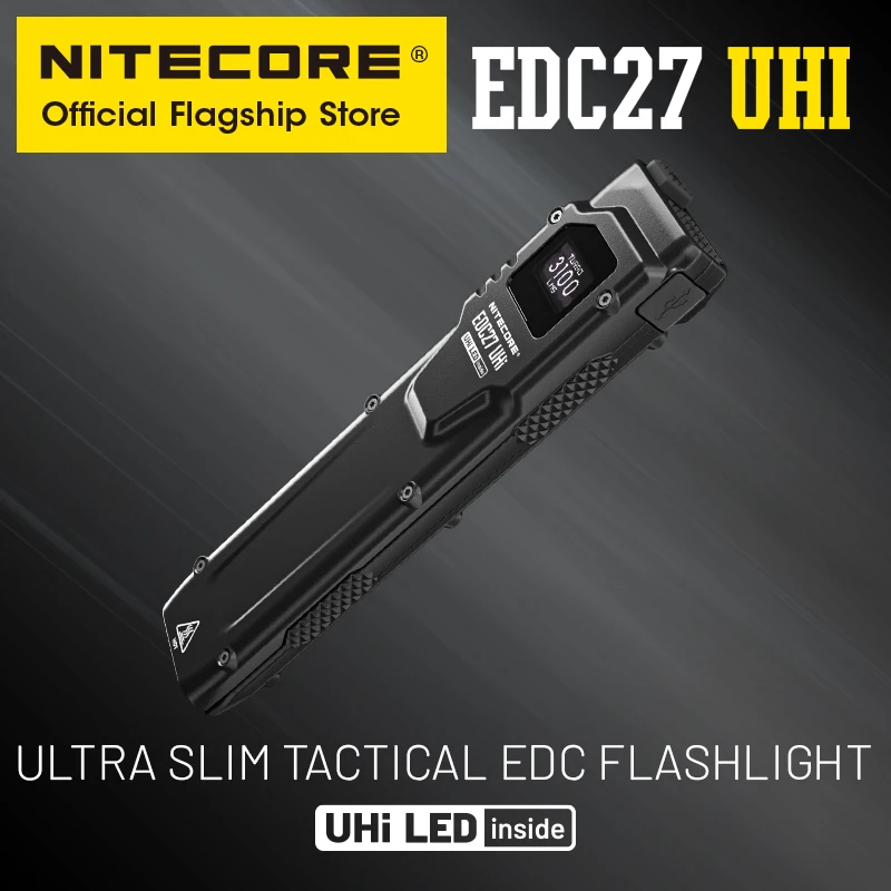 lanterna nitecore tactical edc usb c luz troch recarregavel 3100 lumens 305 metros com bateria li ion edc27 uhi utra slim 01