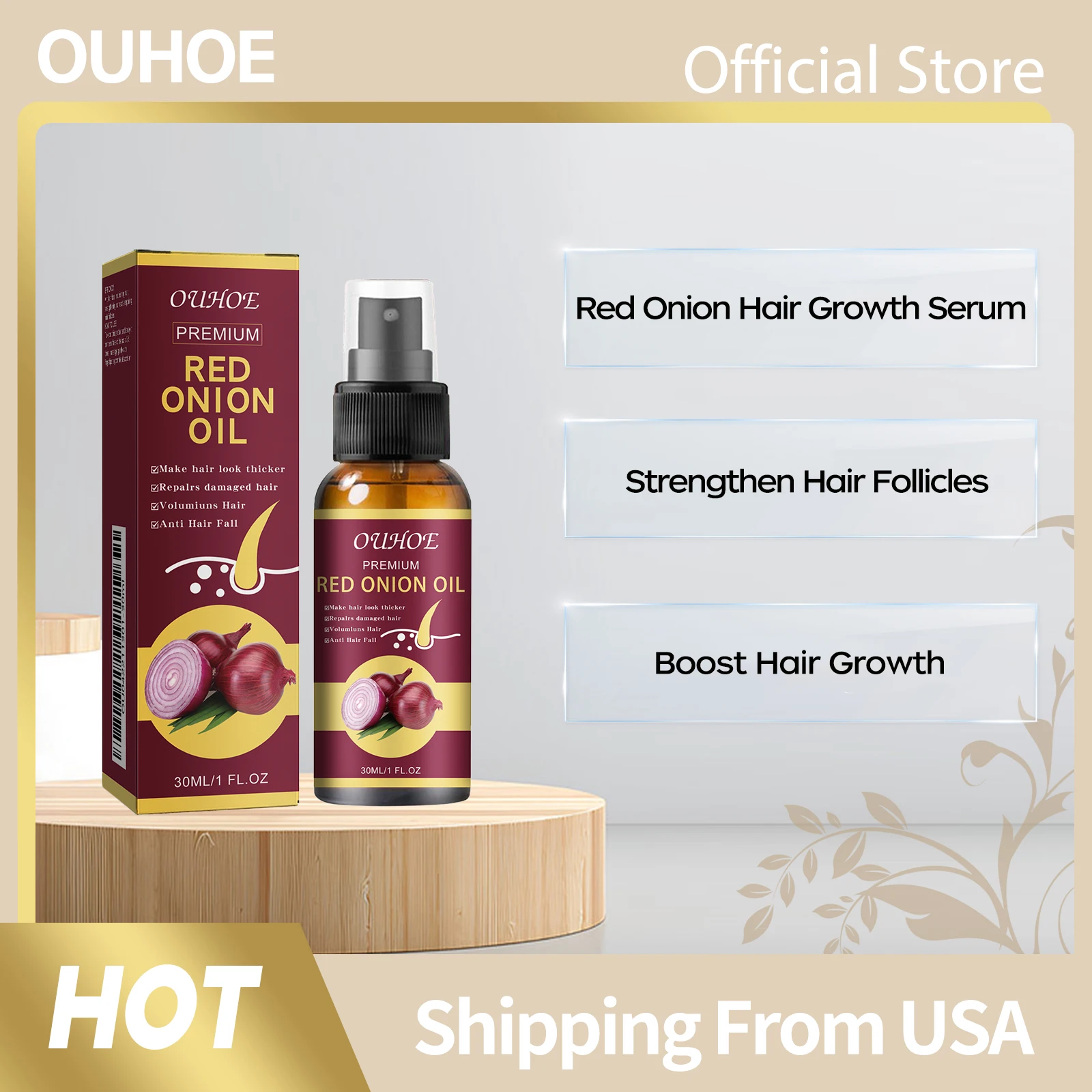 

Red Onion Hair Growth Serum Strengthen Hair Follicles Reduce Loss Boost Hair Growth Thicken Hair Roots Hair Regrowth Oil Spray
