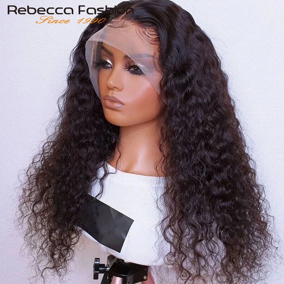 

20"-26" Deep Wave Human Hair Wigs Pre Plucked Transparent Lace Brazilian Deep Curly T Part Lace Human Hair Wigs Deep Wave Wig