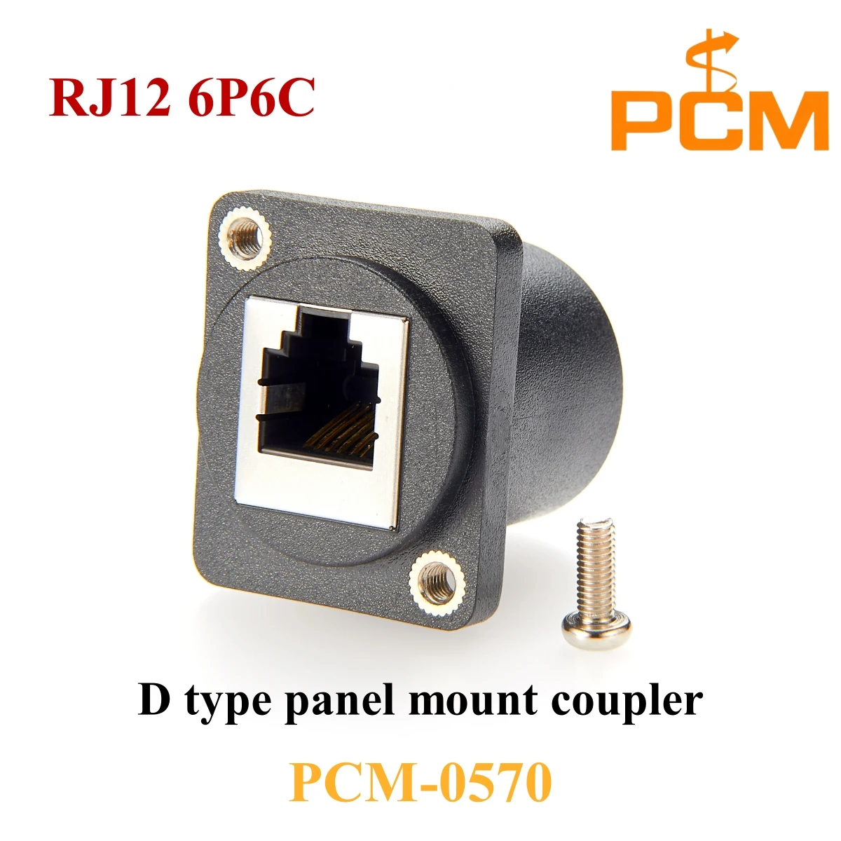 RJ12 6P6C CAT3 pass through coupler D type chassis mount enclosure connector