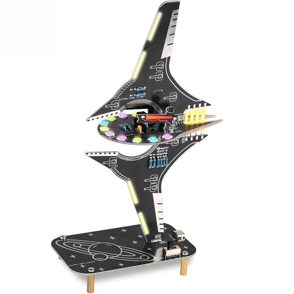 Kit de pratique de soudure de vaisseau spatial à monter soi-même, vaisseau spatial de science-fiction, Kit électronique à lumière LED pour projets scolaires, cadeau d'éducation STEM