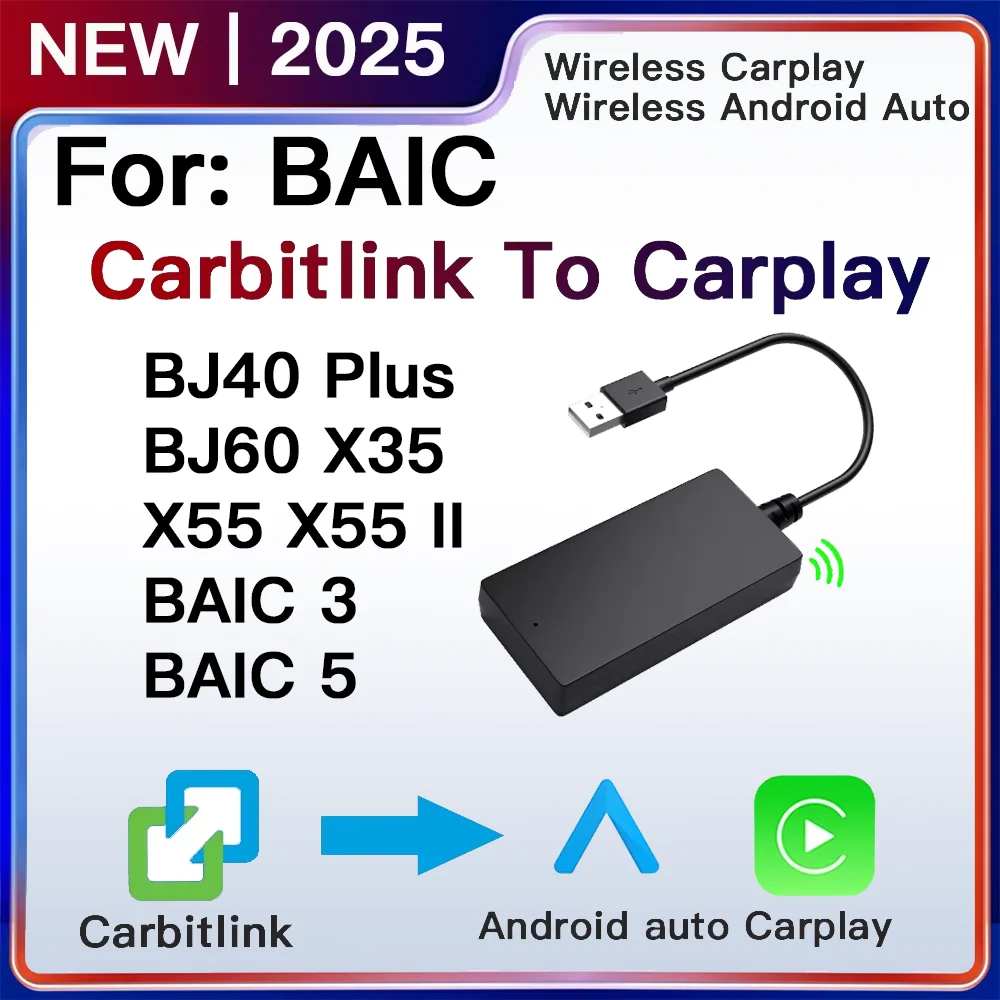 Számára baic BJ40 Plus BJ60 X35 X55 II BAIC 3 BAIC 5 carbitlink smartlink cuved Beállítóság kelt Drótnélküli carplay android automat Adapter