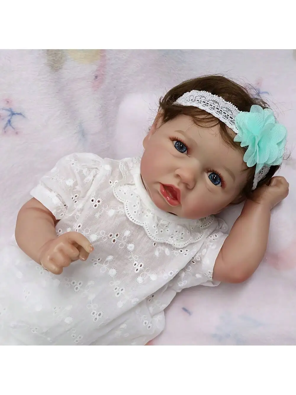 دمى أطفال حديثي الولادة نابضة بالحياة - دمية أطفال واقعية من الفينيل الناعم مقاس 18 بوصة، دمى أطفال حقيقية قابلة للوضع (دمية فقط/بدون ملحقات)