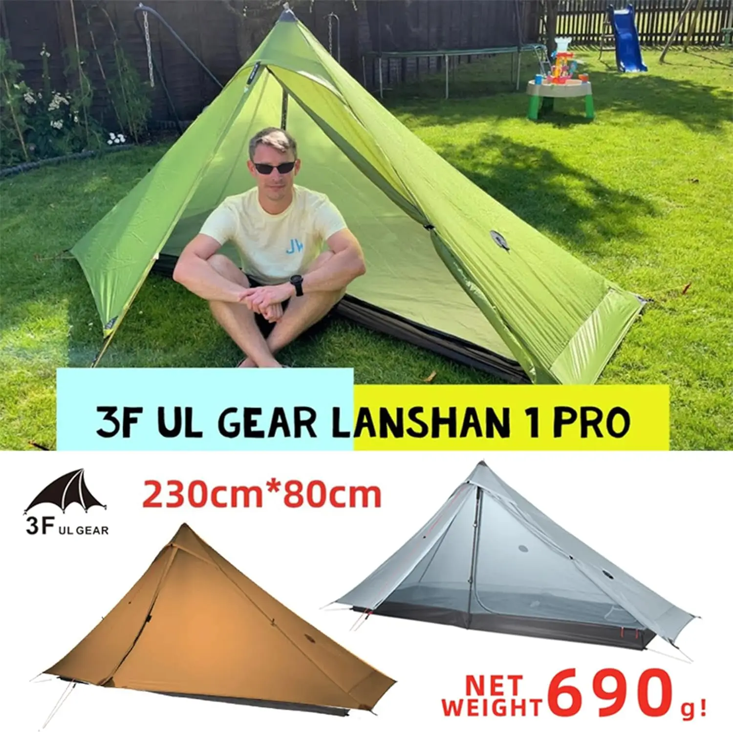 3F UL Gear Lanshan 1Pro Ultralight Tent Camping Tent,Outdoor Lightweight Camping Shelter and Hiking Tent