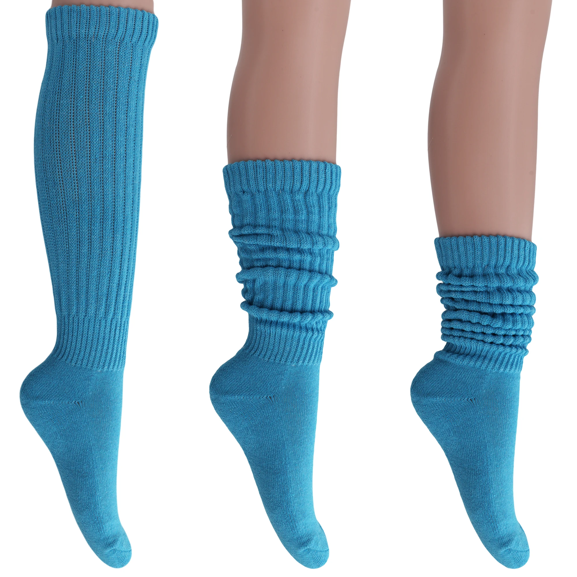 6 Pairs Turquoise Heavy Slouch Socks for Women Socks Shoe Size 5 to 10