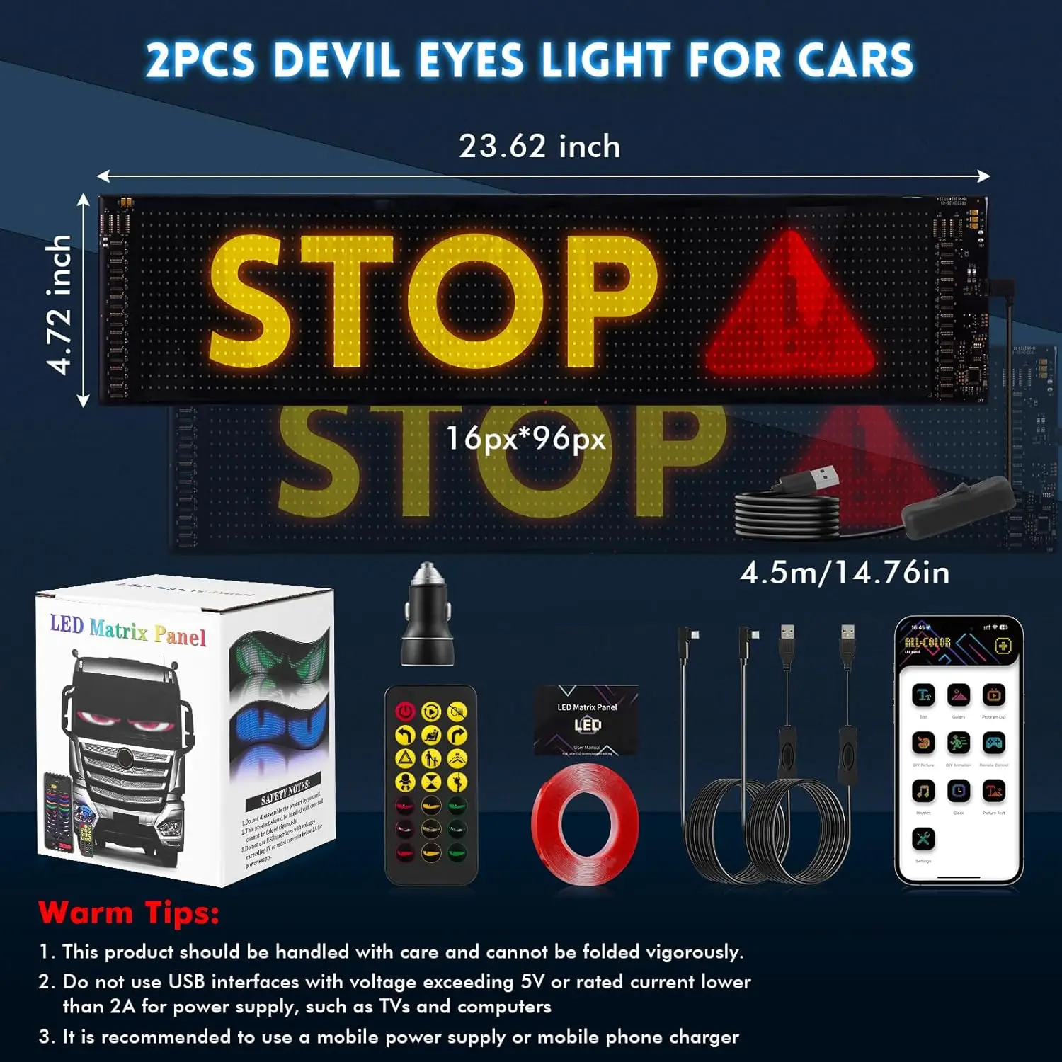 LED سيارة تسجيل بلوتوث App DIY التحكم LED تسجيل مصفوفة بكسل لوحة التمرير مشرق Led عيون لشاحنة لافتة مرنة USB