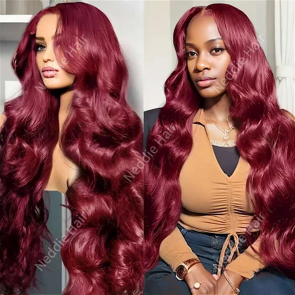 

30 40 Inch 13x4 Burgundy human frontal lace wig Hd Body Wave For Women 13x6 Brazilian Remy Choice Wavy Cheap Wig