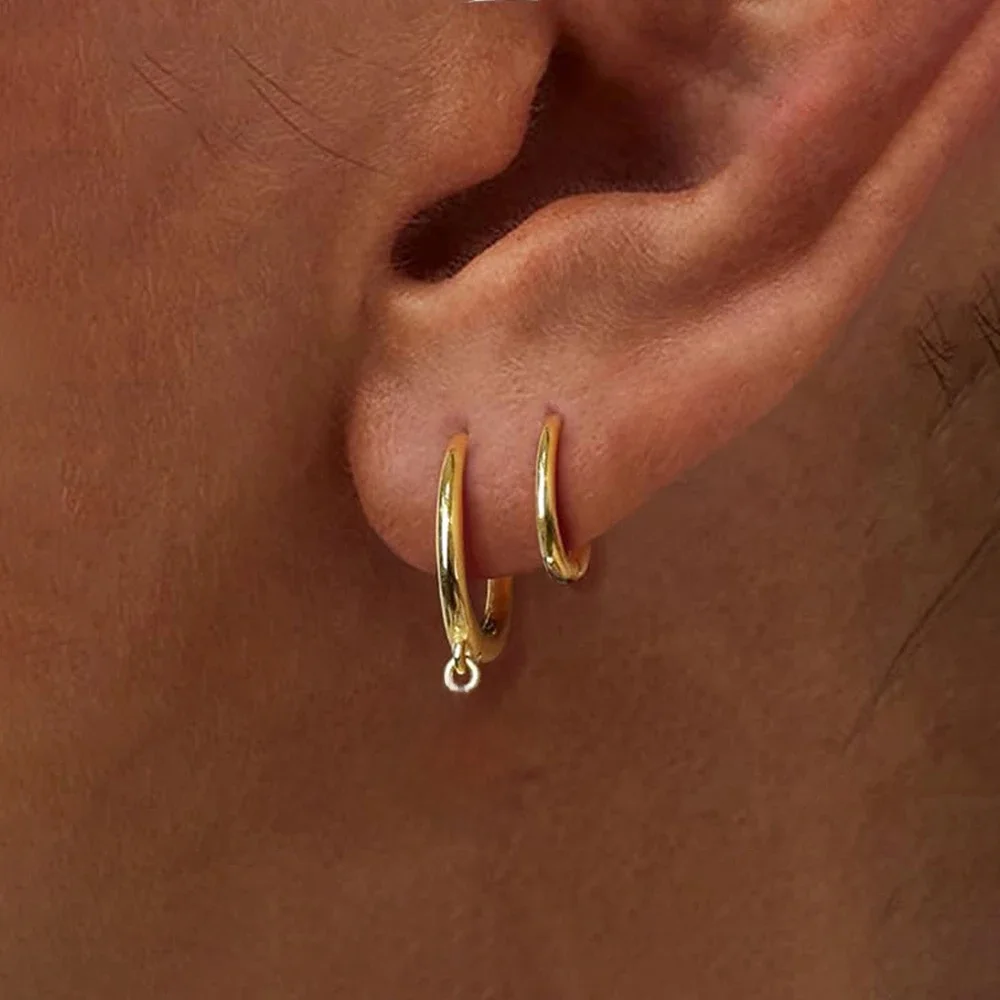 3-częściowy zestaw modnych okrągłych kolczyków ze stali nierdzewnej dla kobiet pozłacanych 18-karatowym złotem Kolczyk wiszący Punk Unisex Rock Jewelry — zdjęcie 2