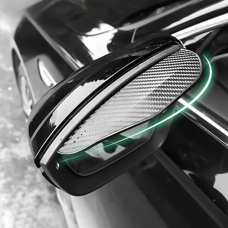 Housse de protection contre la pluie pour rétroviseur de voiture, 2 pièces, protection de rétroviseur latéral en Fiber de carbone, bouclier étanche, sourcil de pluie, accessoires automobiles