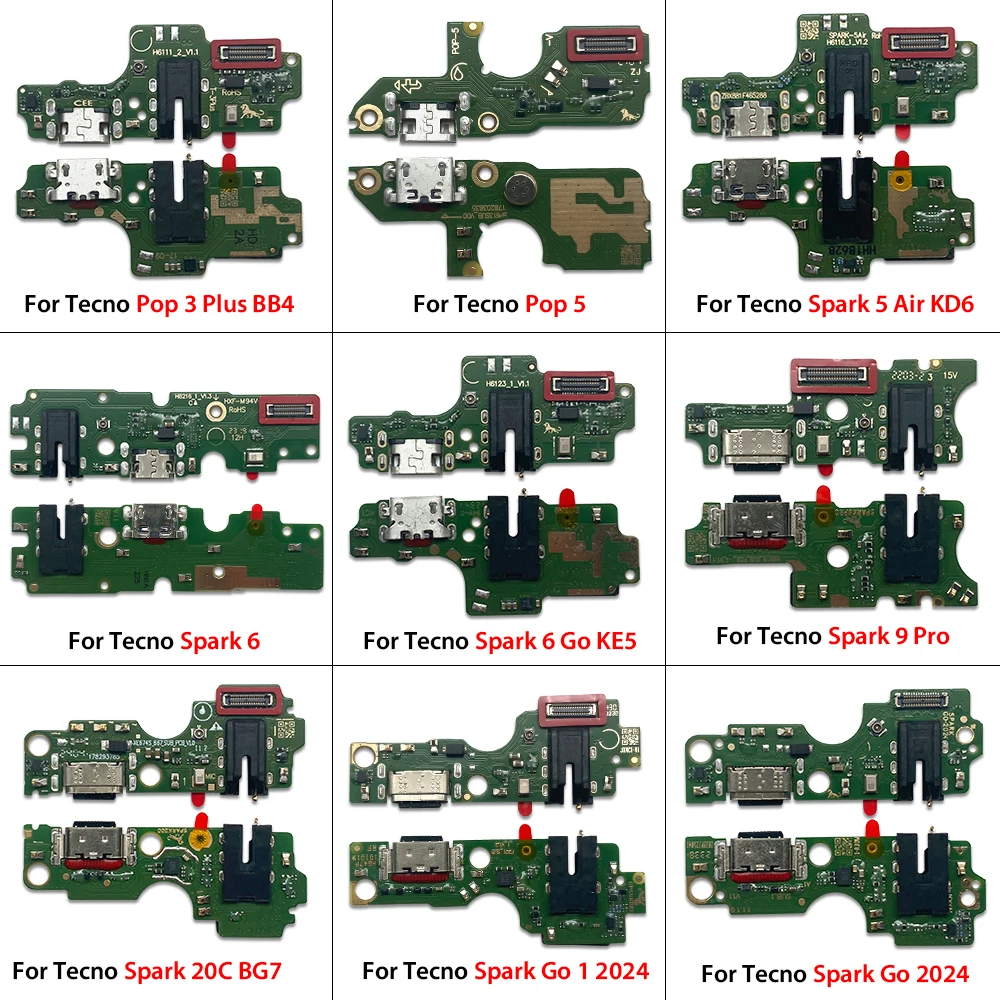 

USB Charger Charging Dock Port Connector Flex Cable For Tecno Pop 3 Plus BB4/Pop 5/Spark 5 Air KD6/Spark 6/Spark 6 Go KE5