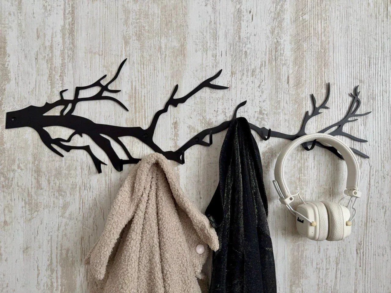 Tree branch coat rack, key holder for wall, entryway decor, housewarming gift view 4