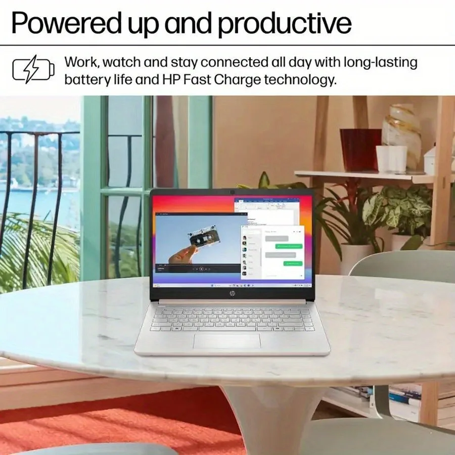 Laptop empresarial HP HD de 14 ", processador Intel N150, 4 GB de RAM, 128 GB UFS, gráficos intel, Wi-Fi 6, Windows 11 Home, ouro rosa pálido