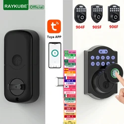 RAYKUBE Tuya BLE Fingerprint Deadbolt Lock Smart Digital Lock With Auto Lock Delay Password/Key/APP Remote Unlock 904F/905F/906F