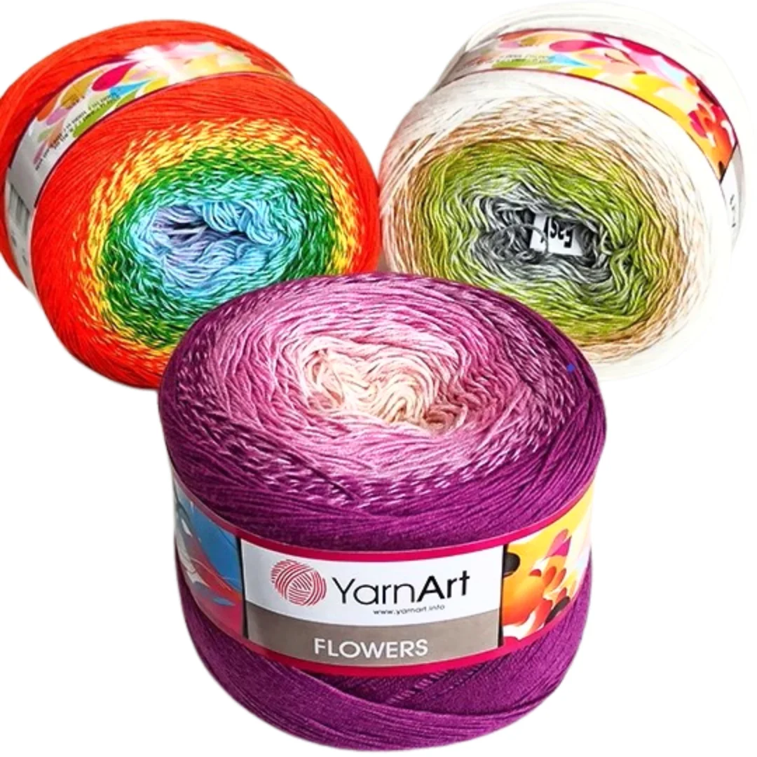 

Пряжа для вязания крючком Yarnart цветы 250 г, украшения для вязания крючком, юбка, свитер, кардиган, жилет, пончо