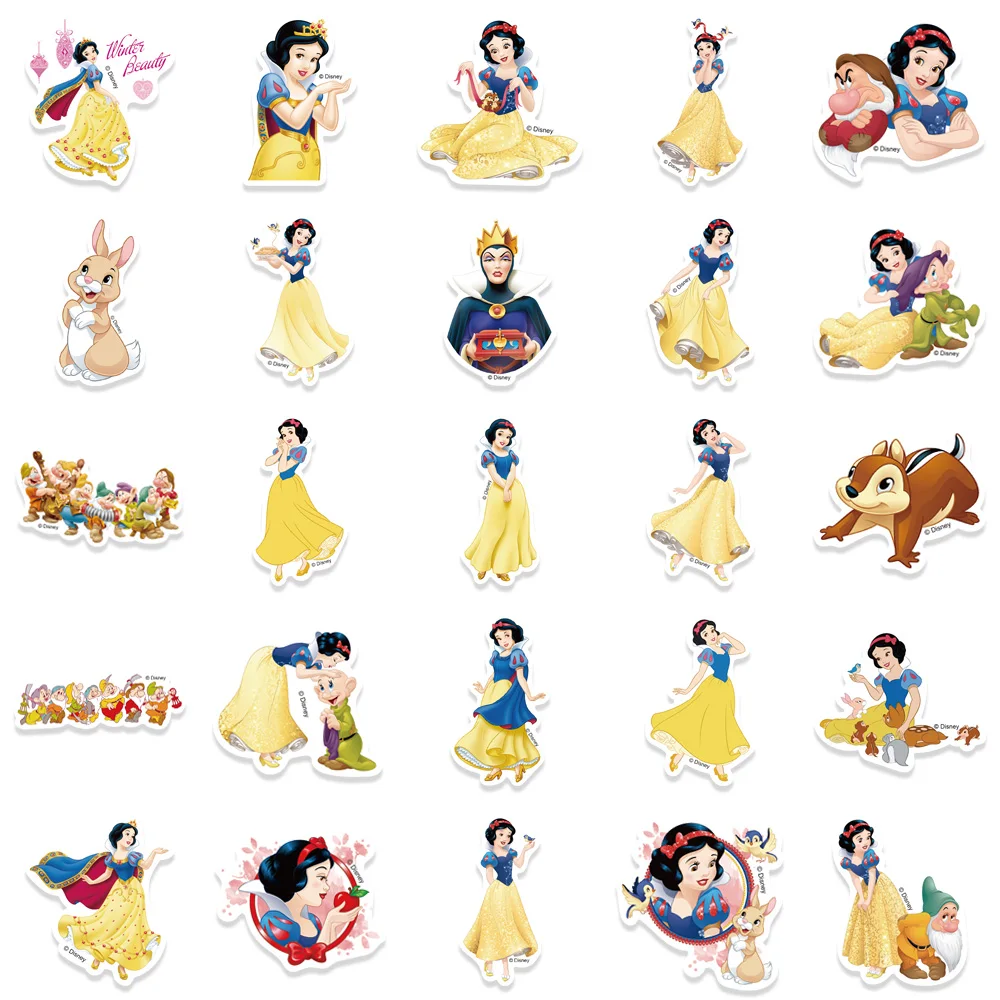 50PCS Snow White Stickers For Scrapbook Diary Laptop Luggage Skateboard Graffiti Decal Fun Classic Toys