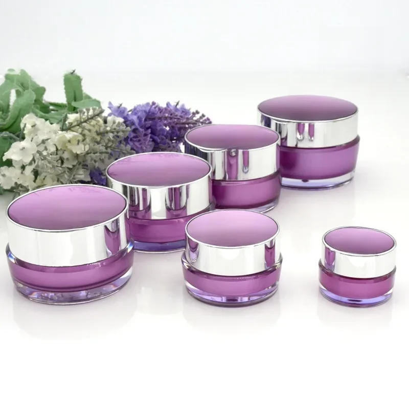 Pot de crème pour les yeux, bouteille de crème pour le visage, plastique, blanc, violet, vert, rose, or, boîte de fard à barrage, boîte de crème épaissie, récipient cosmétique, 5g-50g