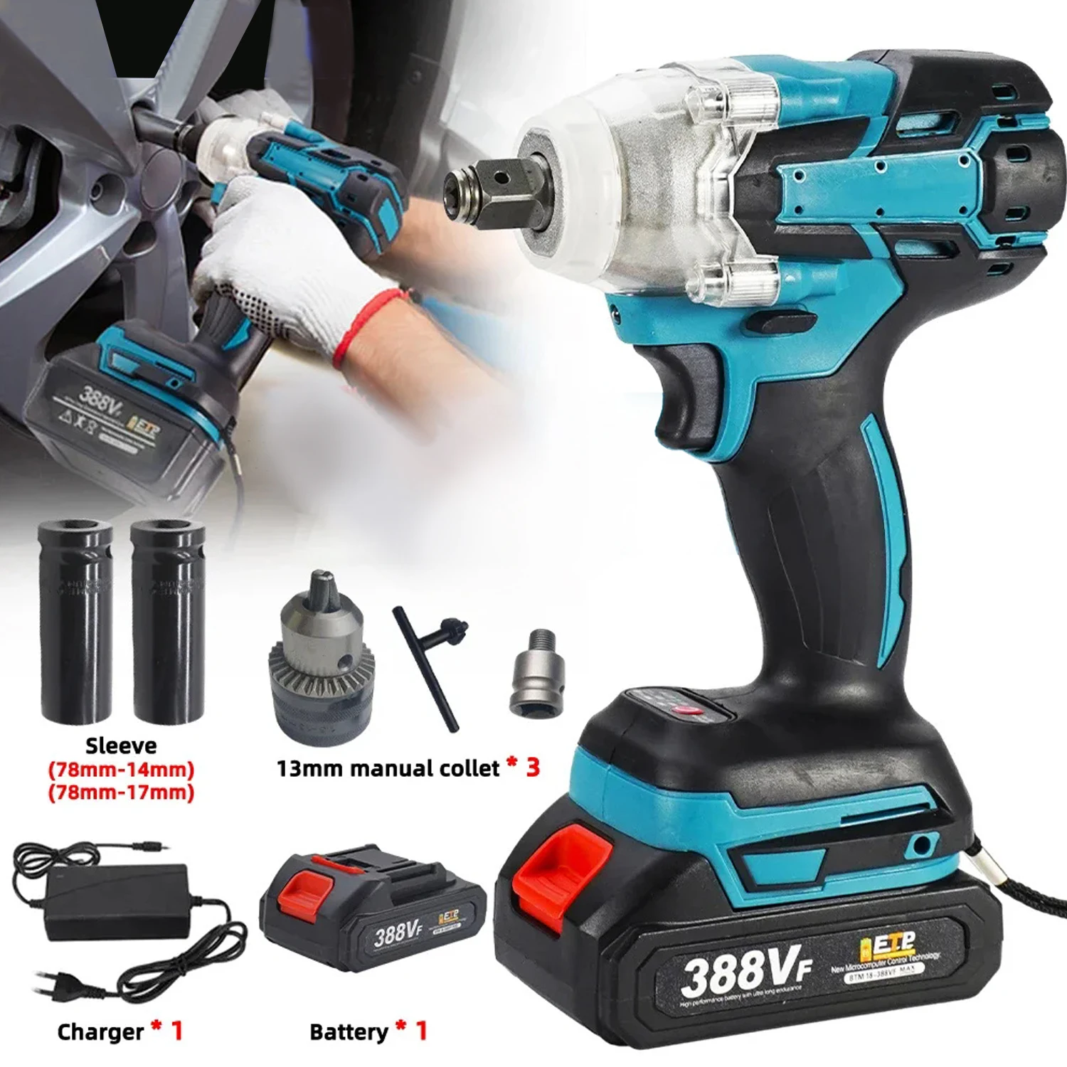 Electric Wrenches Cordless Rechargeable Impact Wrench Power Electric Handheld Drill Installation Power Woodworking Tools