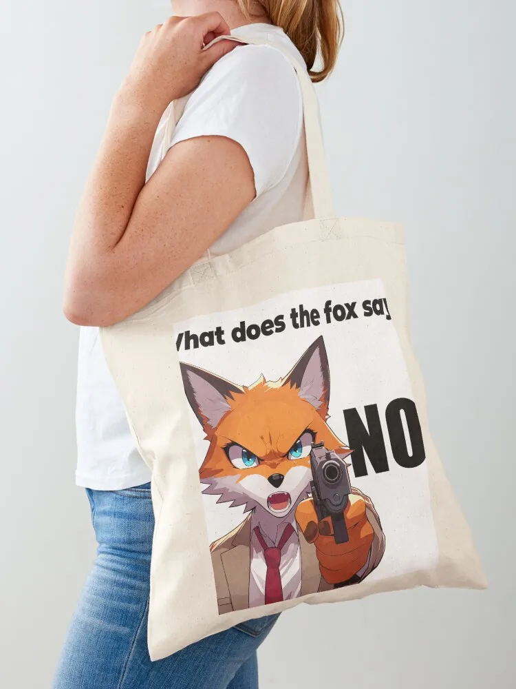 What does the Fox say Tote Bag For Women Reuseable Canvas For Girl Fashion Shopping Grocery For Female Shoulder Bags For Student