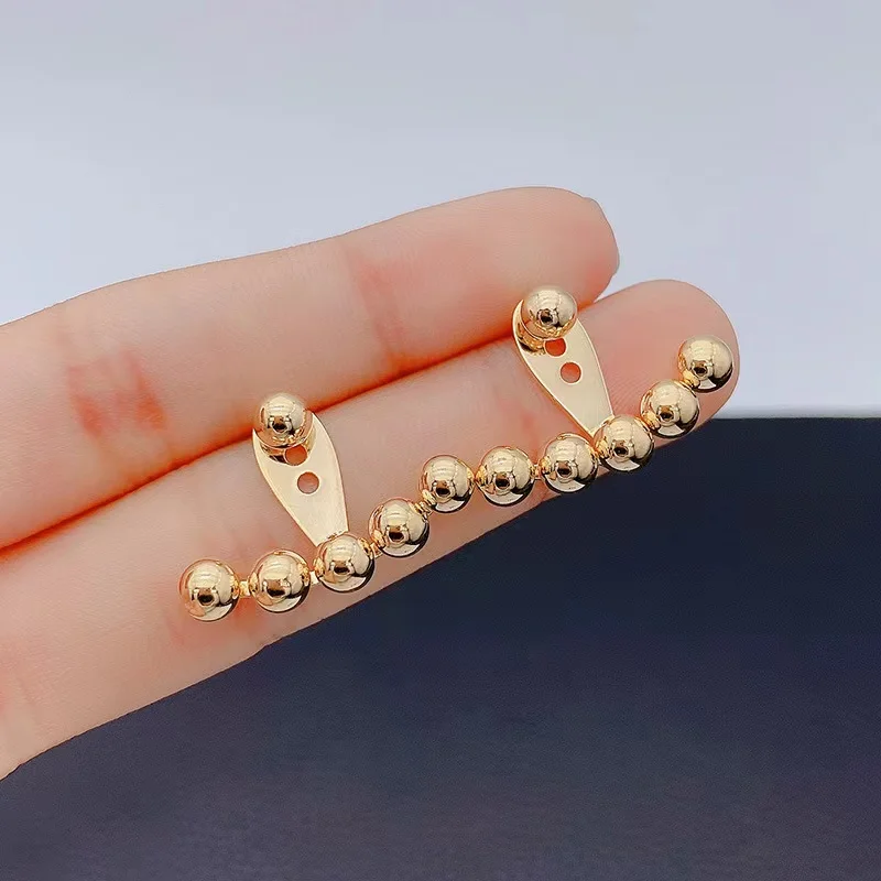 MADALENA SARARA Pure 18K Yellow Gold 4mm Ball Stud Earrings Smile Shape Women Earrings Au750 Made