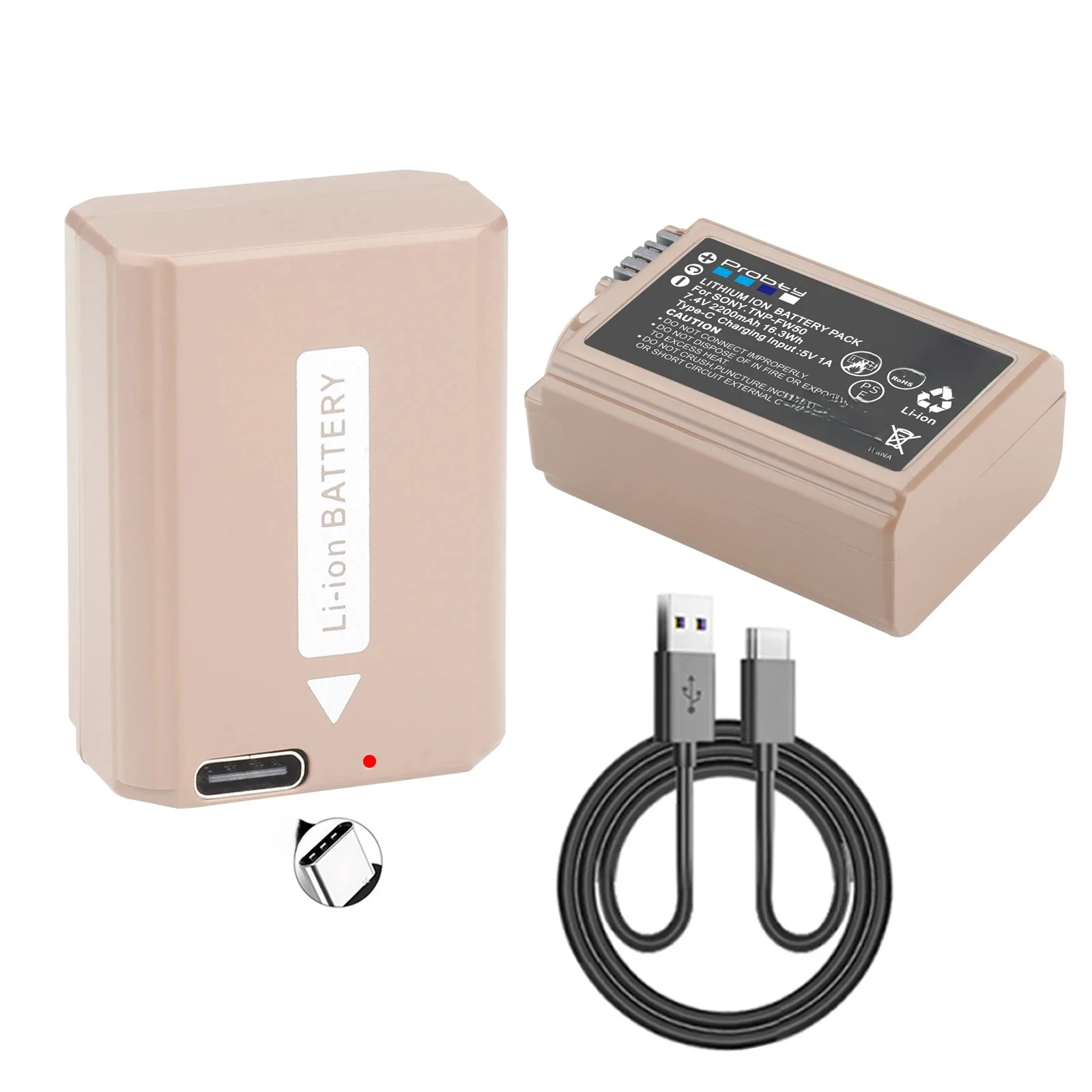 2200mAh NP-FW50 NPFW50 Bateria typu C do bezpośredniego ładowania Sony a6400 a6000 zve10 a6300 a 7 m2 a7r2 a6100 A5100 NEX-7, NEX-F3 — zdjęcie produktu 7