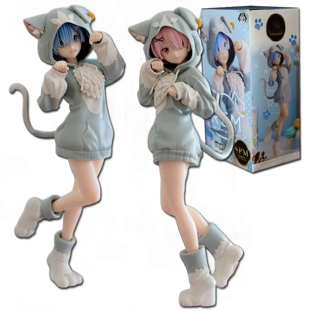 Figurine de dessin animé Rem Emilia Cat RE: Zero Starting Life In Another World, Version couleur différente, jouets statiques, poupées japonaises, 18CM