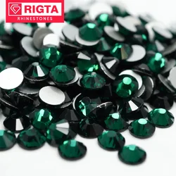 Rigta Emerald Crystal Nail Art Cyrkonie bez hotfix Luźne, flatback Rhinestone Glass Strass do zdobienia paznokci DIY