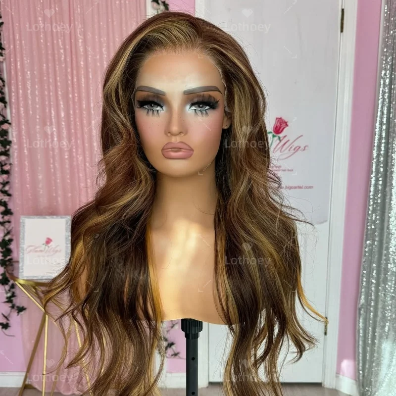 العسل البني الباروكات Omber الجسم موجة الشعر البشري الدانتيل الجبهة الباروكات للنساء 13X4 HD الدانتيل الشفاف شعر مستعار علوي السلس العصرية
