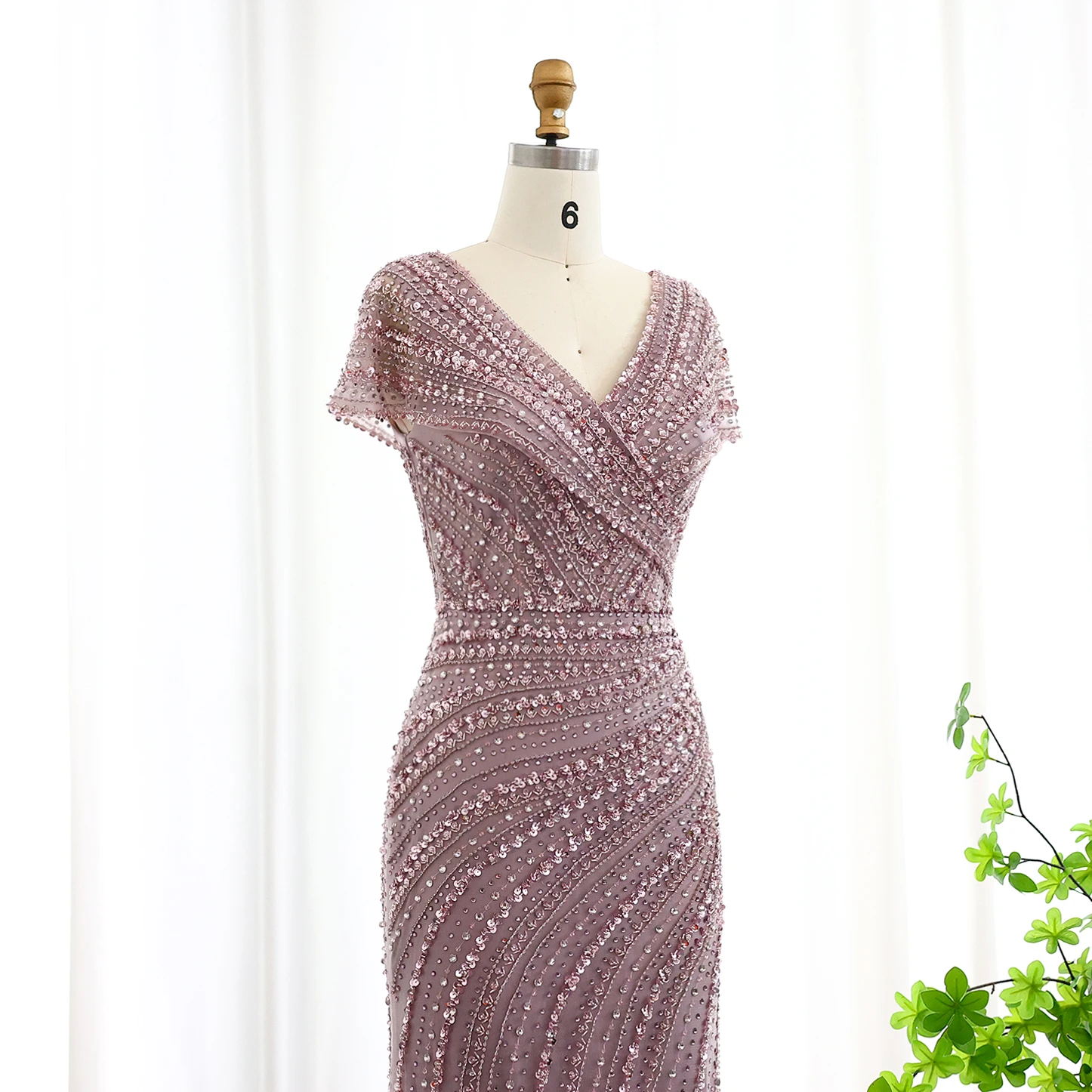 Sharon Said Luxuriöse Dubai Silber-Nude Abendkleider für Hochzeiten, Meerjungfrauenkleid mit Kapärmeln, Arabisches Formelles Partykleid SS045 Maßanfertigung – Detail 19