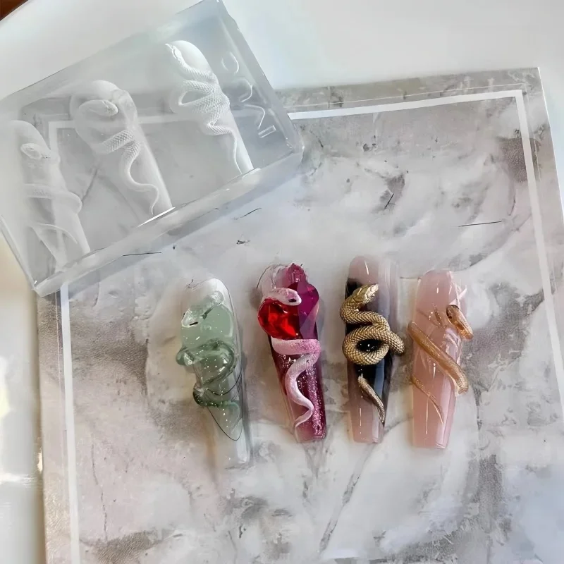 1pc 3D Silicone serpent Nail Art décorations Nail Art résine Silicone moule outil de bricolage UV résine époxy boîte Silicone moule