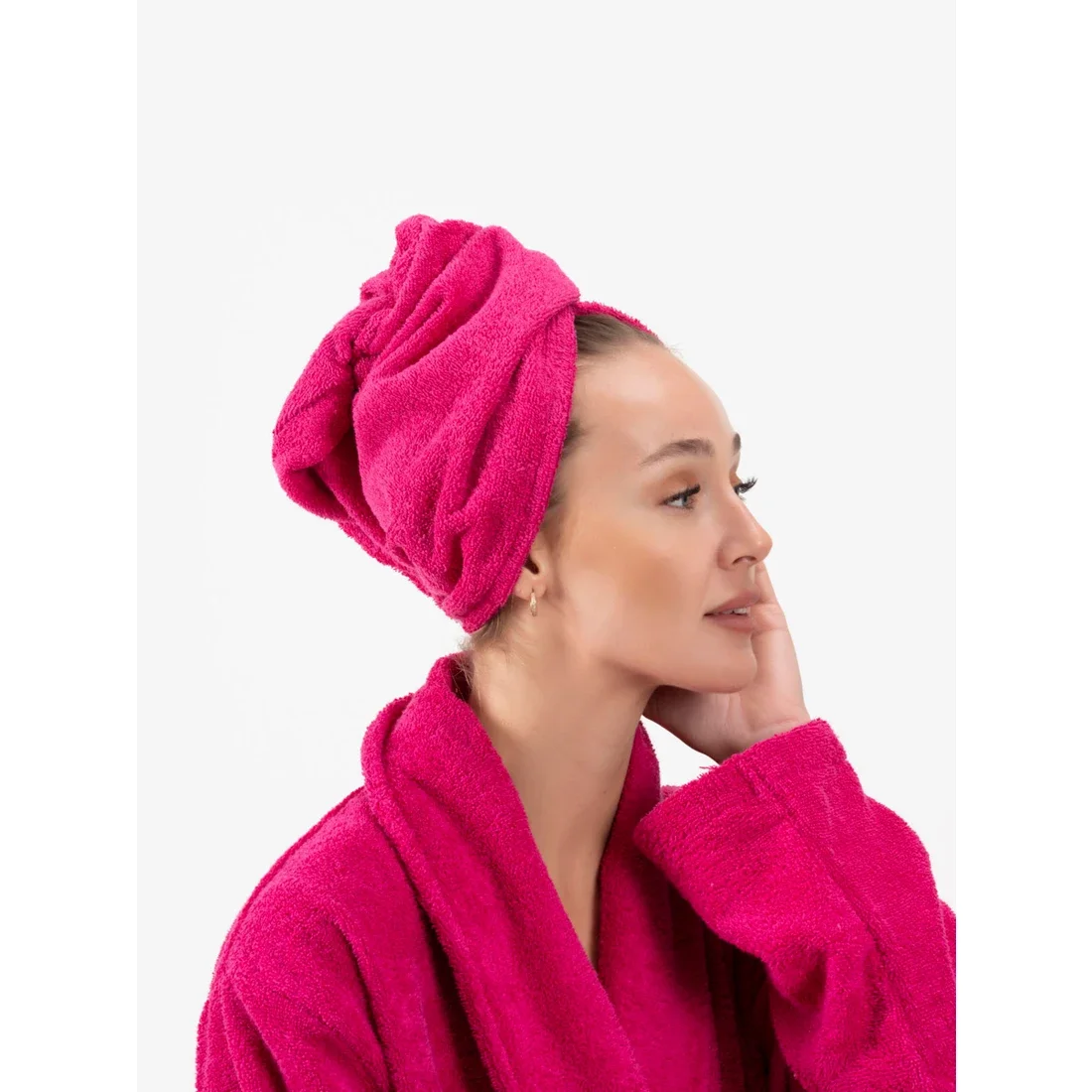 1 Piece Bath Button Hair Drying Cap Head Towel Hair Drying Organic Cotton 30x60 Cm Dowry Fast Absorption Thin