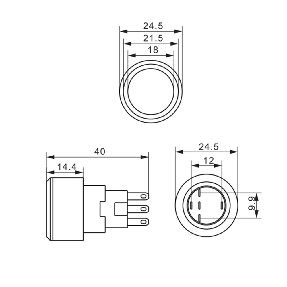 16mm plastic power mark push button switches with LED 1NO 1NC