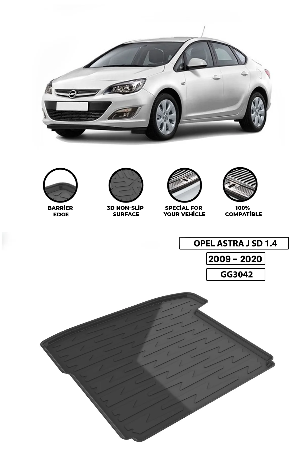 For -OPEL-ASTRA-J-SD-1.4-2009-2020 luggage compartment Diffuser Extension Rear Bumper Attachment Luggage compartment