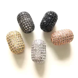 5pcs Centerpieces Zirconia Paved Oval Spacers Beads for Women Jewelry Necklace Bracelet Making Bling Gold-Plated Waist Accessory