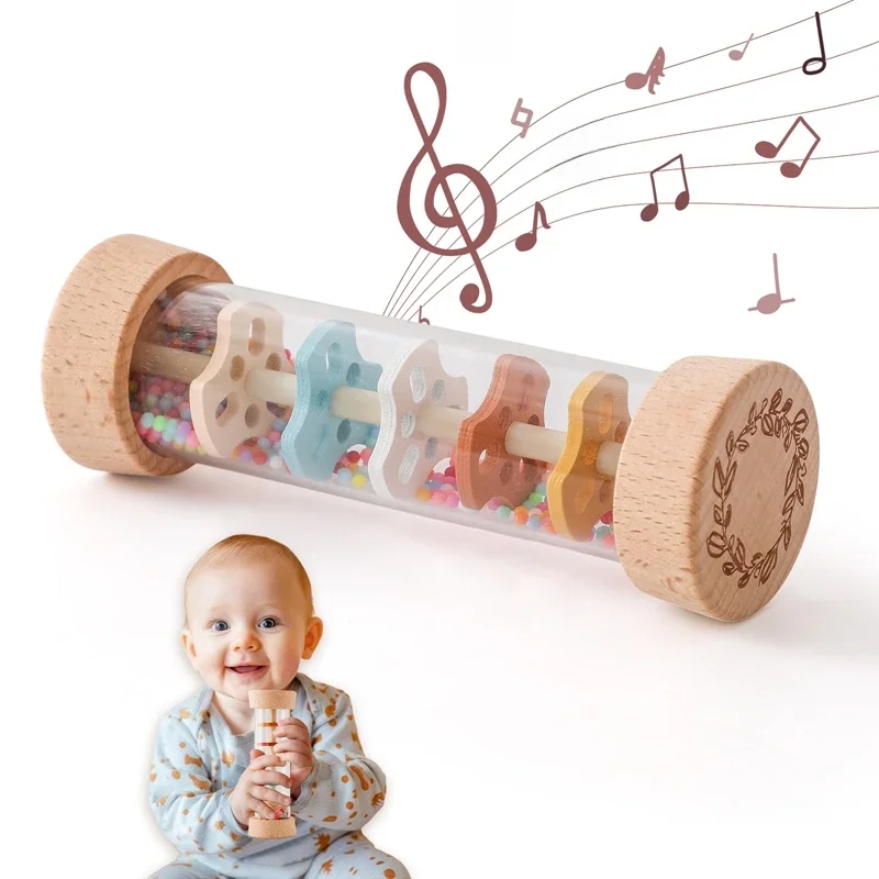 Montessori Baby Rain Stick Rainbow Hourglass Rain Music Rattle Zabawka edukacyjna dla dzieci Kolorowe zabawki sensoryczne Montessori dla dzieci — zdjęcie 2