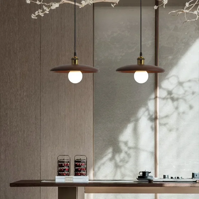 Eenvoudige originele massief houten kroonluchter restaurant slaapkamer theesalon gang gangpad bar hanglamp creatief driekleurig dimmen - afbeelding 2