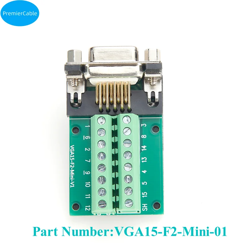 Adaptor perempuan VGA 15pin DB15 D-SUB betina 3 baris steker tanpa solder terminal sekrup Breakout papan PCB modul sinyal untuk industri