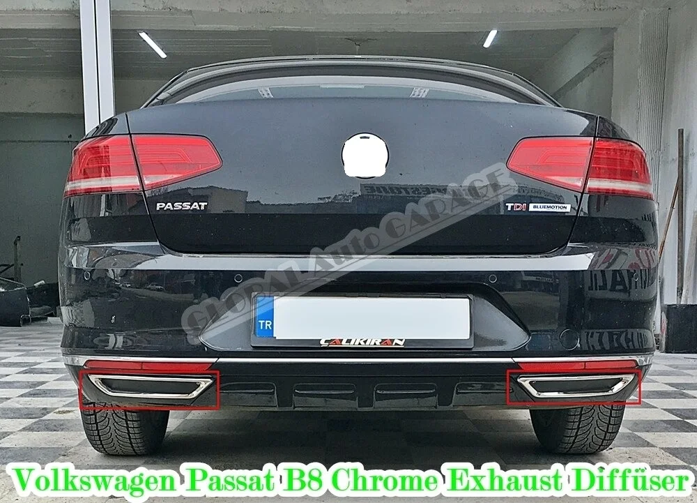 For Volkswagen Passat B8 Chrome Exhaust Chrome 2015 2016 2017 2018 2019 R Line High Quality Rear Diffuser Exhaust Look