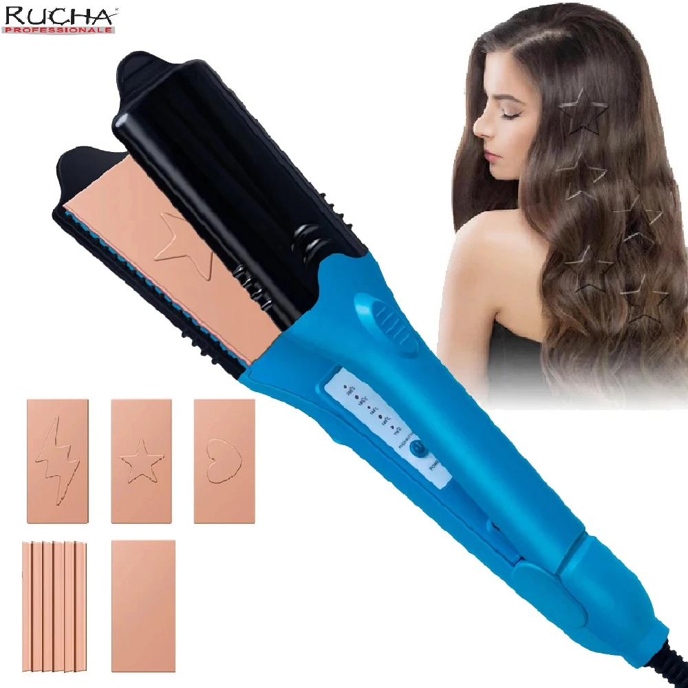 

Hair Straightener 3D Image Print Crimper Hair Iron Interchangeable Plates Adjust Temperature Hair Plank