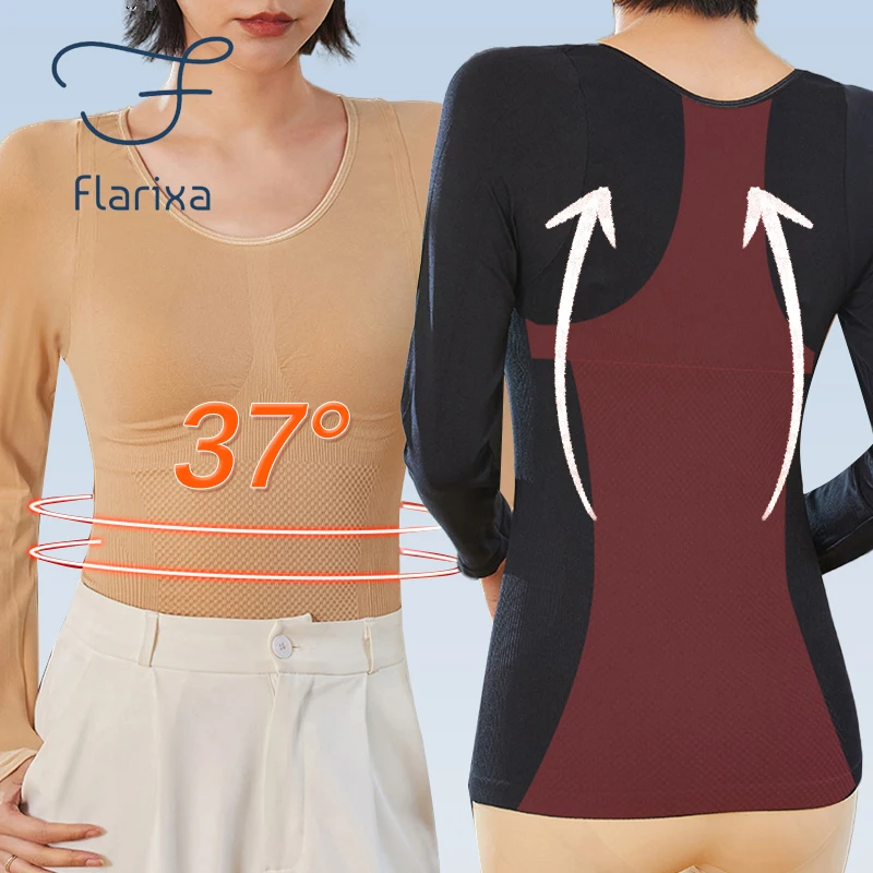 Flarixa Seamless Body Shaper Women\'s Thermal Underwear Winter Warm Tights 37°Constant Temperature Thermo Lingerie Warm Vest Tops