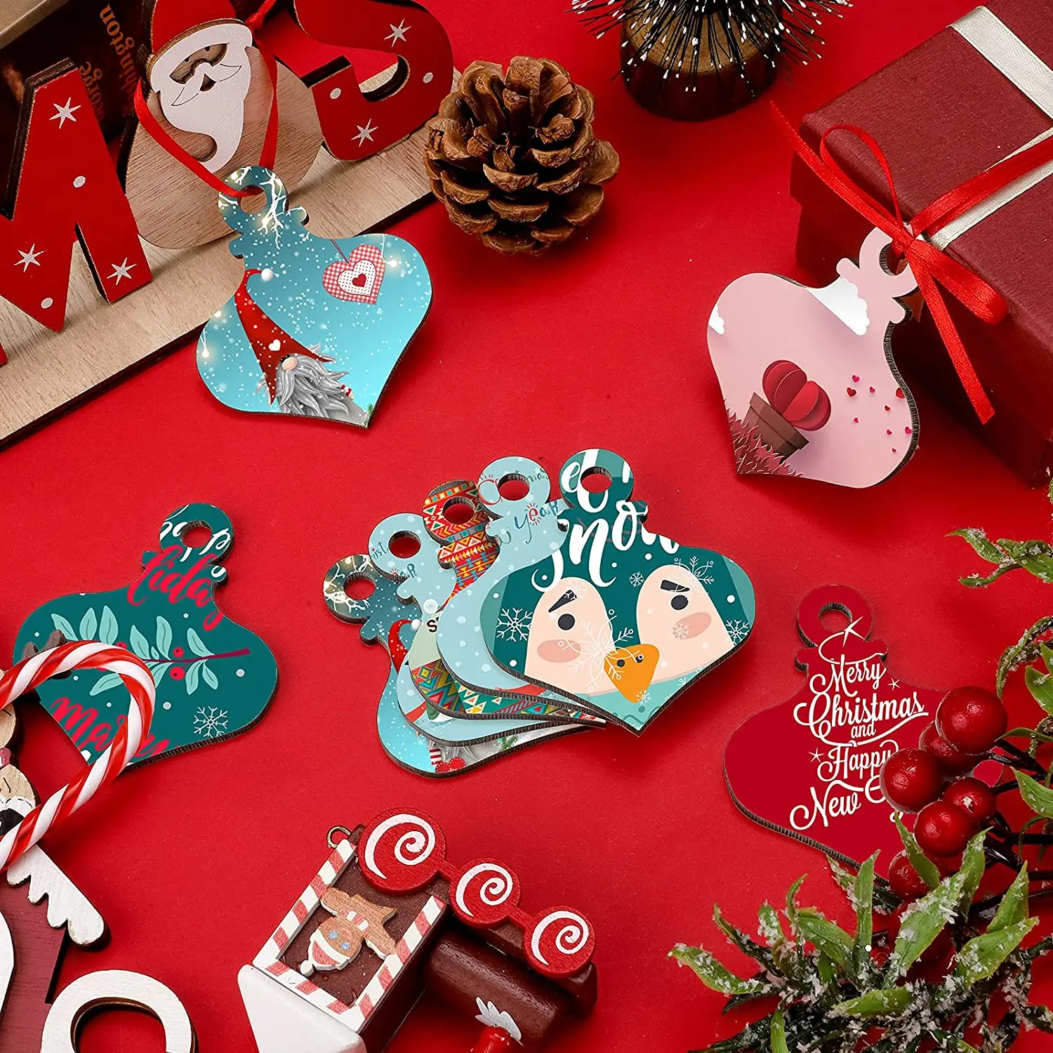 Free Shipping 50pcs/Lot Double Side Sublimation Printable Christmas Ornament Blanks For Xmas Christmas Tree Decoration