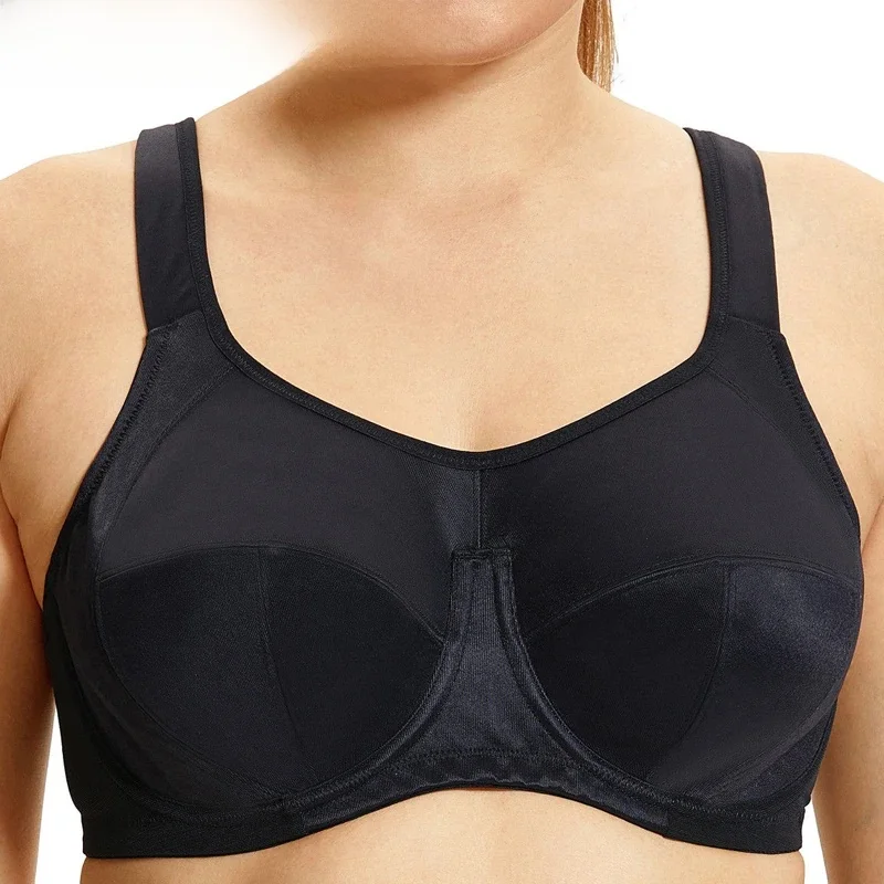 36 38 40 42 44 C D DD E F G H Damski biustonosz sportowy X-Back Support Bounce Control Underwire Full Coverage Active Sports Bra Solid Black Skin — zdjęcie 2
