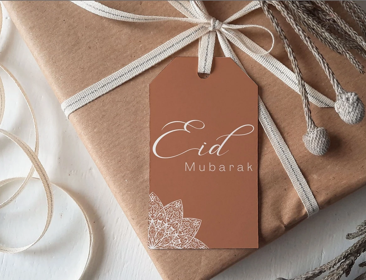 

50pcs Terracotta Eid Mubarak tags | Eid Gift Tags | Customizable Eid Label | Ramadan Tag | Islamic design Tag English Eid greeti