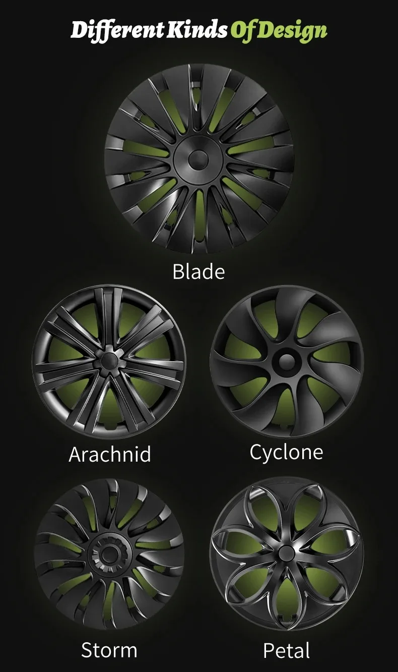 Blade en Storm style wieldoppen aerodynamisch design