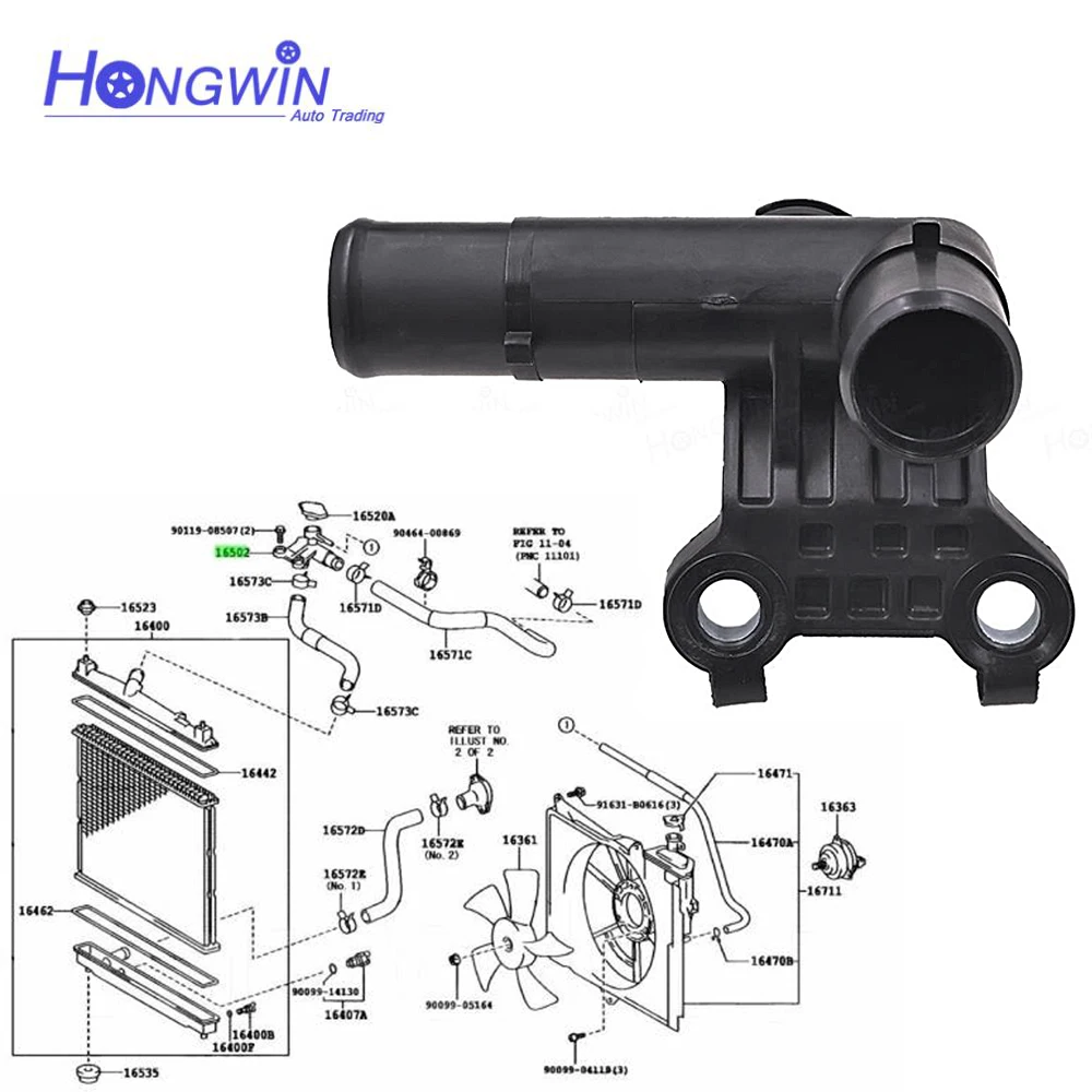 16502 21040 Filler Sub-Assy Radiator Water Outlet For Toyota Sienta, NCP81 NCP81G 1NZFE 2003-2015 16502-21040 1650221040 16502